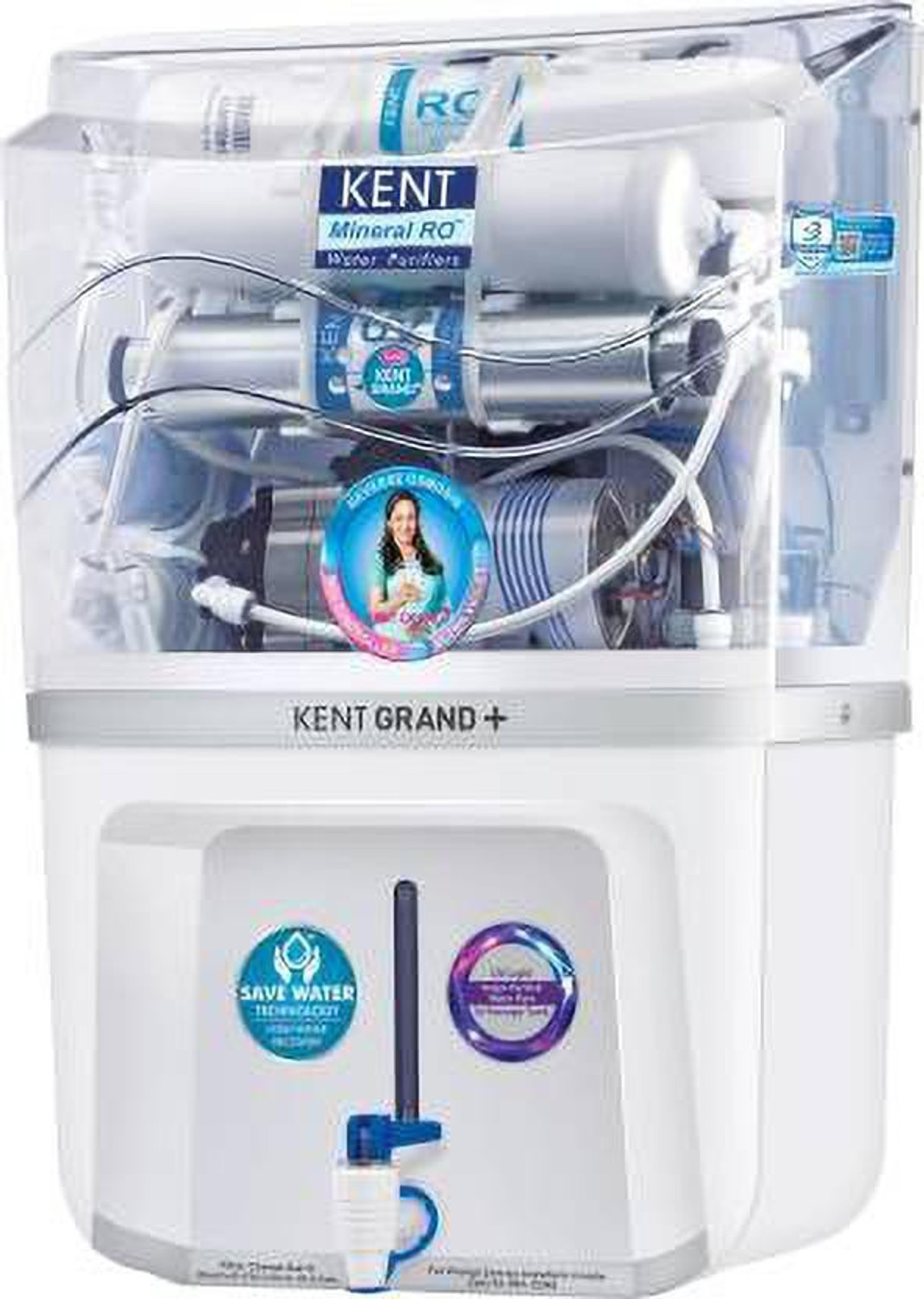 Image of KENT GRAND + NEW MINERAL RO (11075) 9 L RO + UV + UF + TDS Control Water Purifier