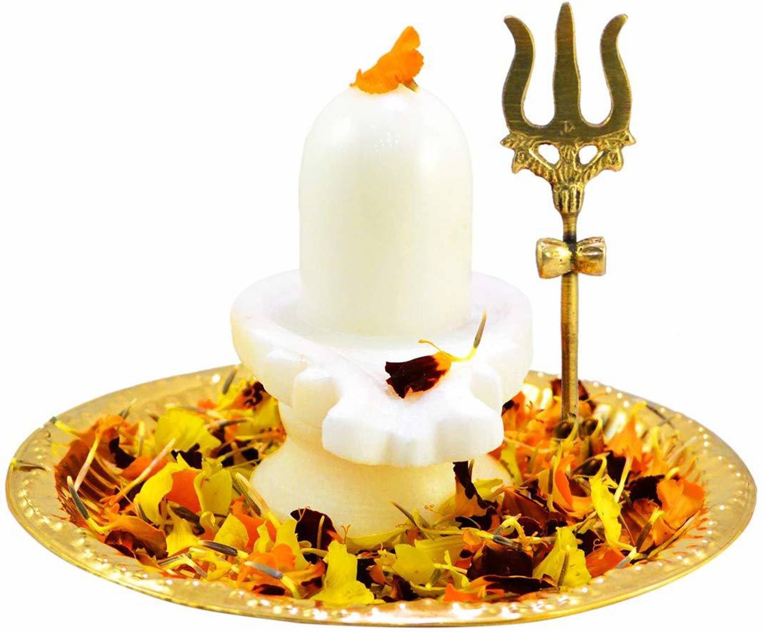 Shaligram Shiva Ling Lingam Shivling Standbeeld Hindu Puja Messing Stand