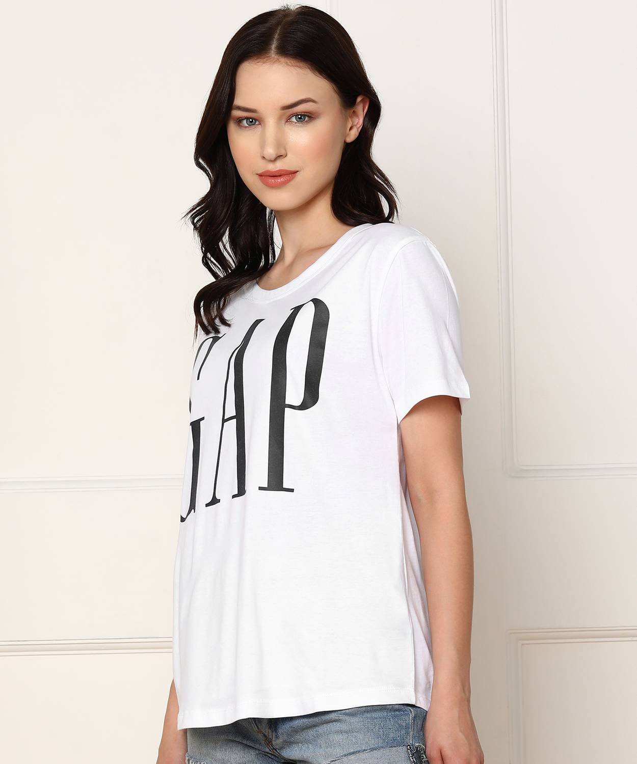 GAP Printed Women Round Neck White T-Shirt - Buy GAP Printed Women Round  Neck White T-Shirt Online at Best Prices in India | Flipkart.com