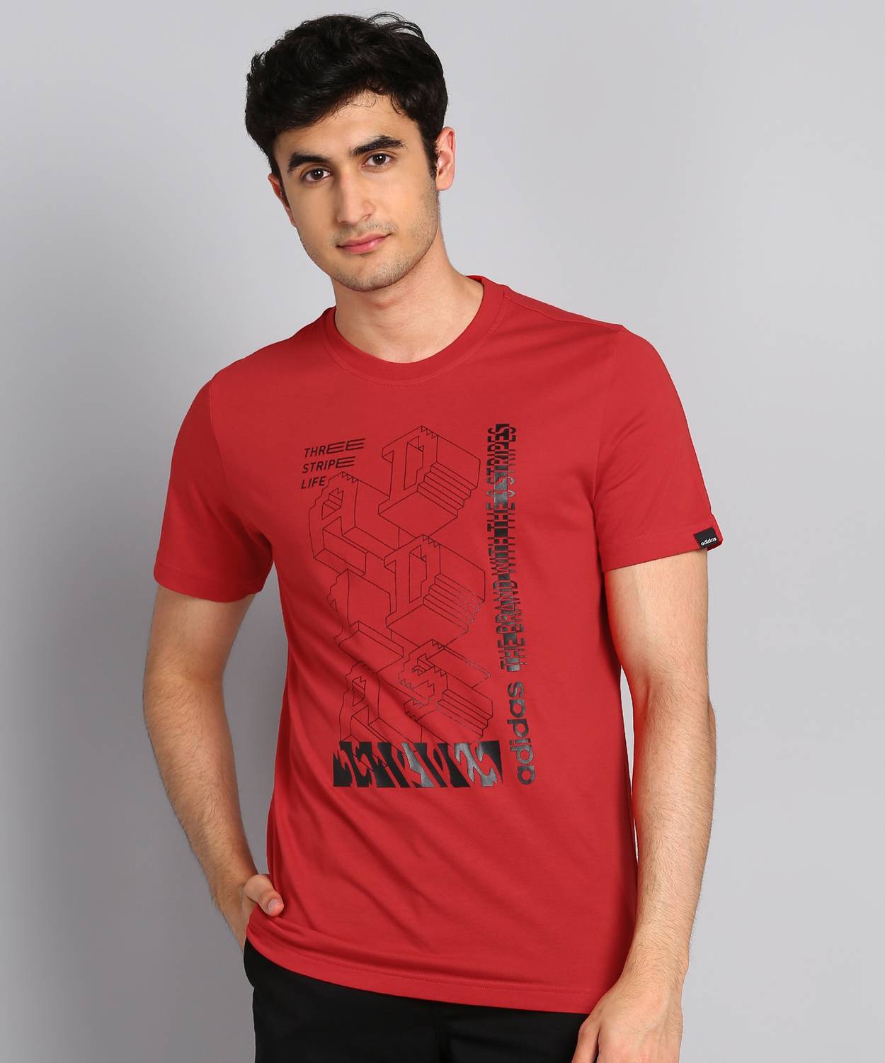 ADIDAS Graphic Print Men Round Neck Red T-Shirt