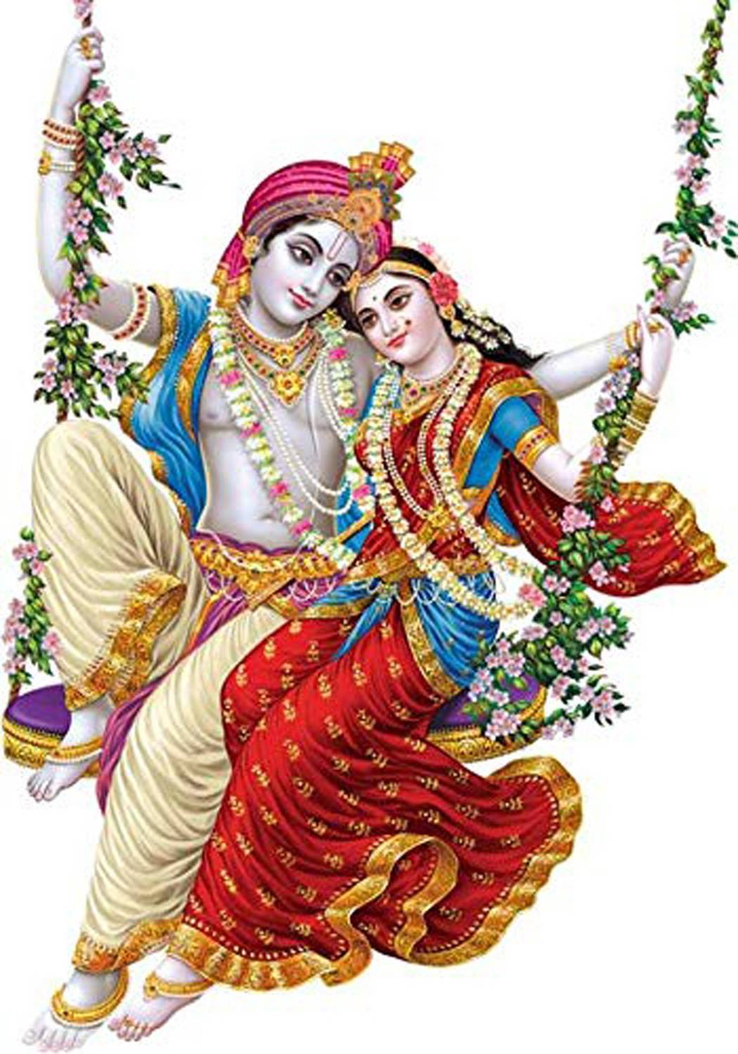 Aquire 60 cm Radha Krishna Ji on Jhula Self Adhesive Sticker