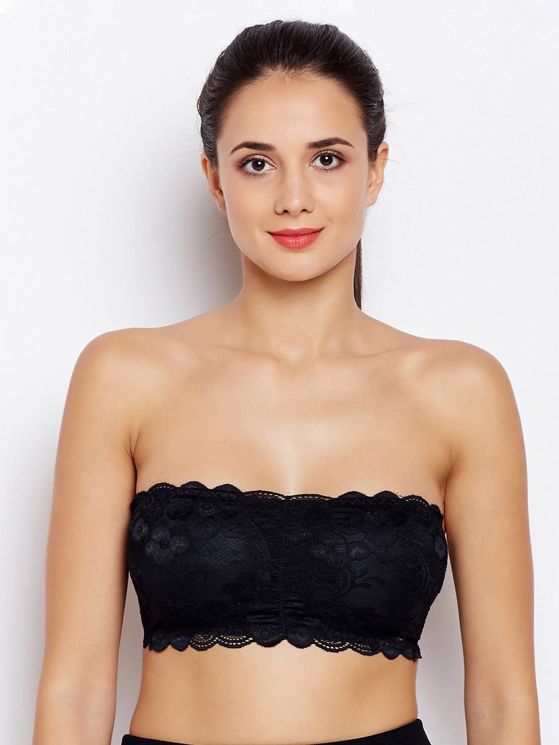 Blossom beauty #521_Black01 Women Bandeau/Tube Lightly Padded Bra