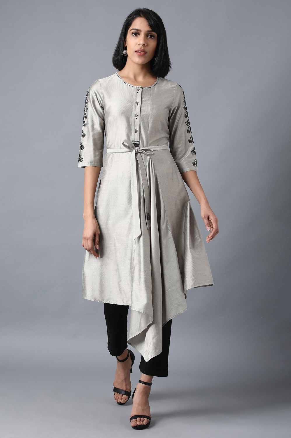 Image of W Women Striped High Low Kurta