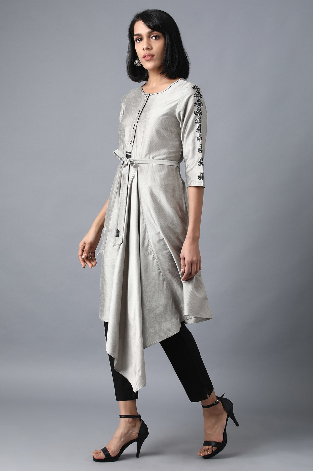 Image of W Women Striped High Low Kurta
