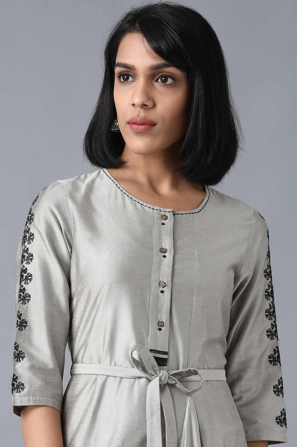 Image of W Women Striped High Low Kurta