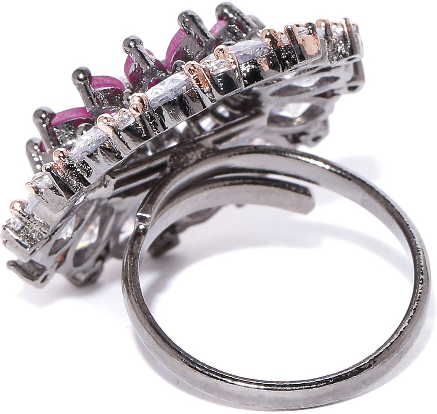 Image of Priyaasi Stylish & Traditional Silver-Plated American Diamond Ring for Women & Girls Brass Silver Plated Ring