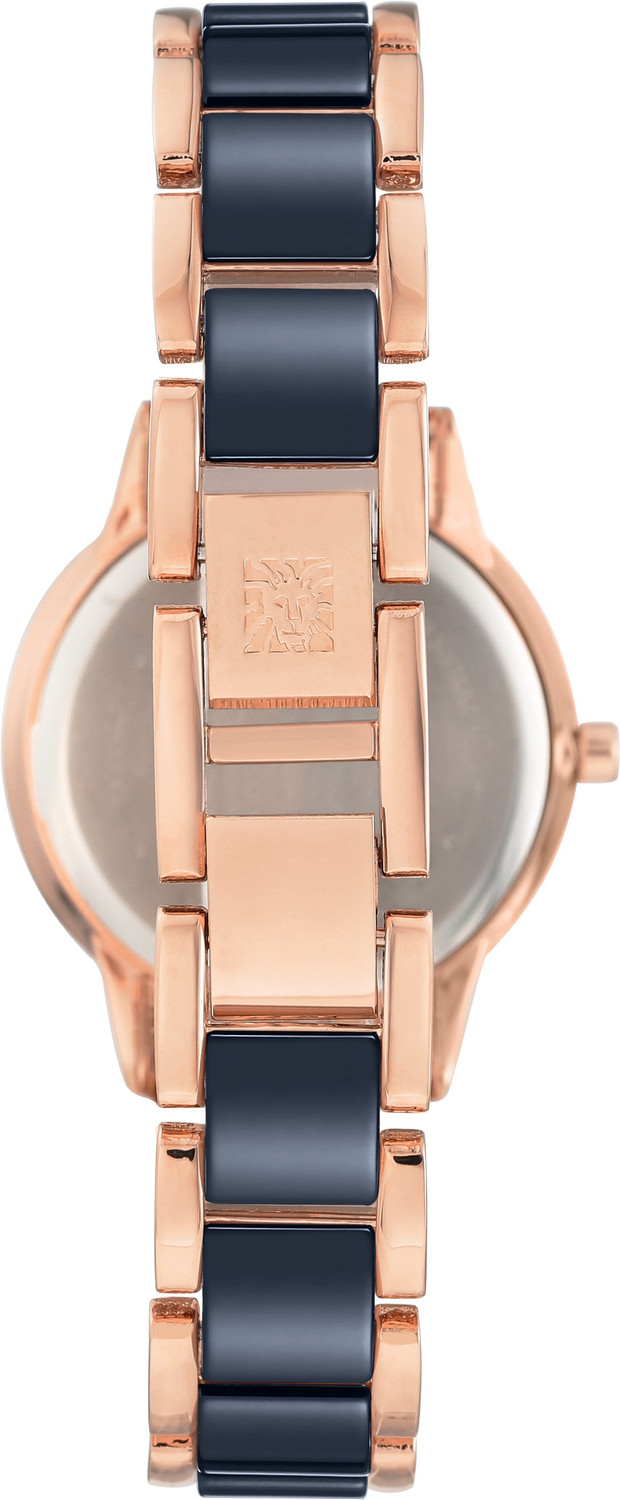Image of Anne Klein NDAK3344NVRG Anne Klein Blue Dial Rose Gold & Blue Ceramic Strap Analog Watch - For Women