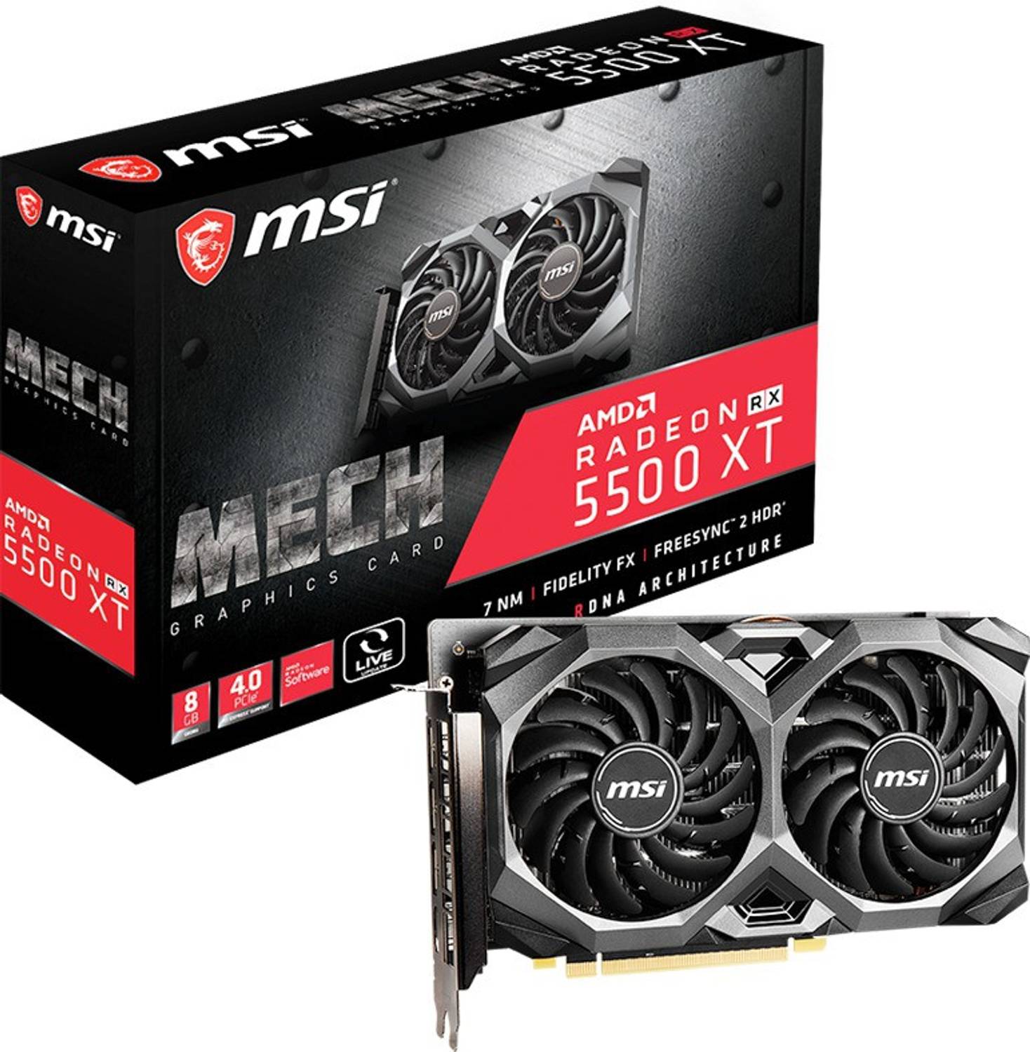 MSI Radeon RX 5500XT　8GB MSI Radeon RX 5500 XT MECH 8G GDDR6 8 GB AMD Radeon Chipset 128