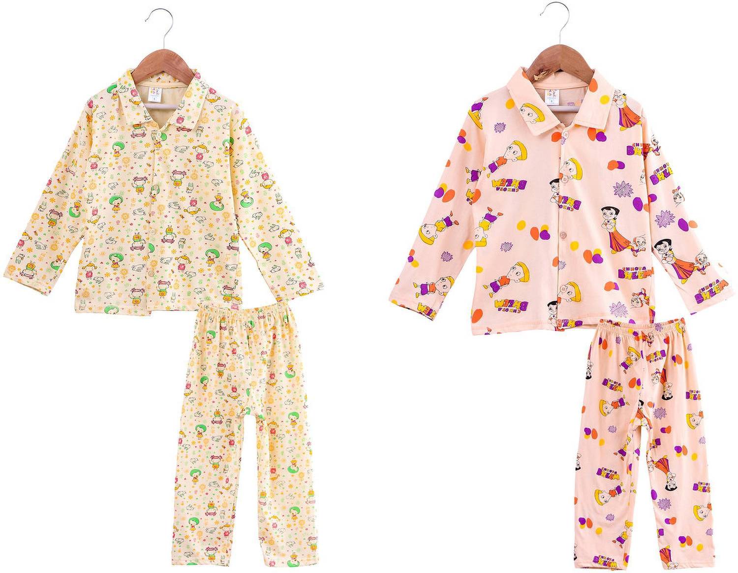 ANIXA Boys & Girls Printed Beige Night Suit Set