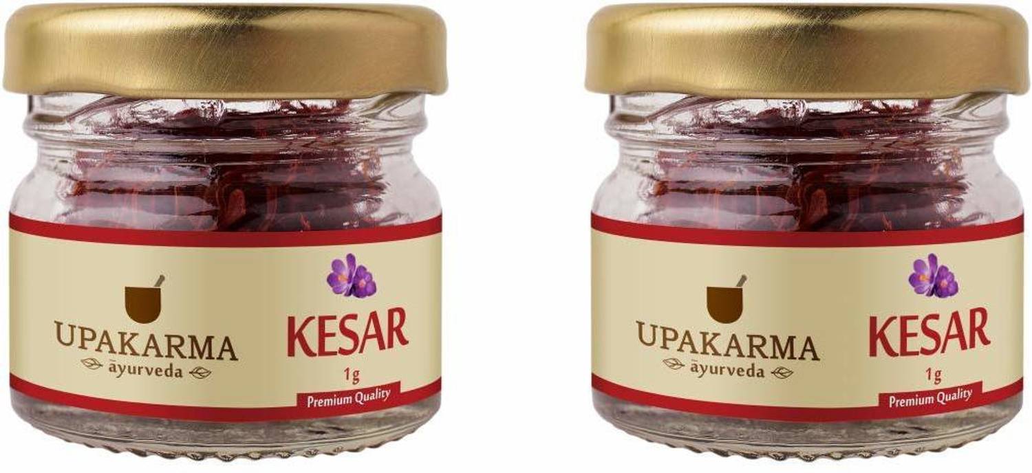 UPAKARMA Certified Natural, Pure and Organic Finest A++ Grade Kashmiri kesar- Saffron 1 Gram (pack of 2)