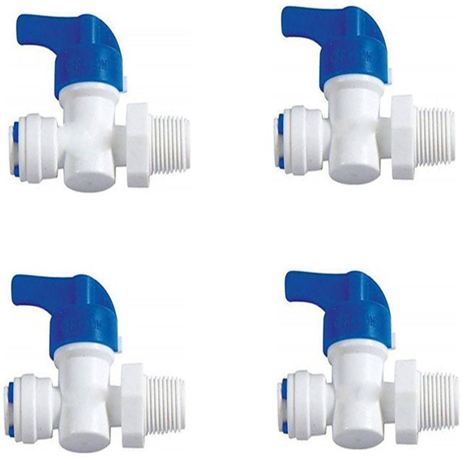 BORYS (Pack of 4) RO Plastic Ball Valve Manual On-Off -1/4" Tube x 1/4" Thread for Any RO Process -Tube Size - 1/4" Ball Valves