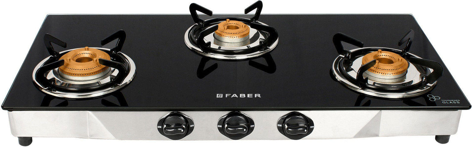 Image of FABER Jumbo 3BB SS Glass Manual Gas Stove