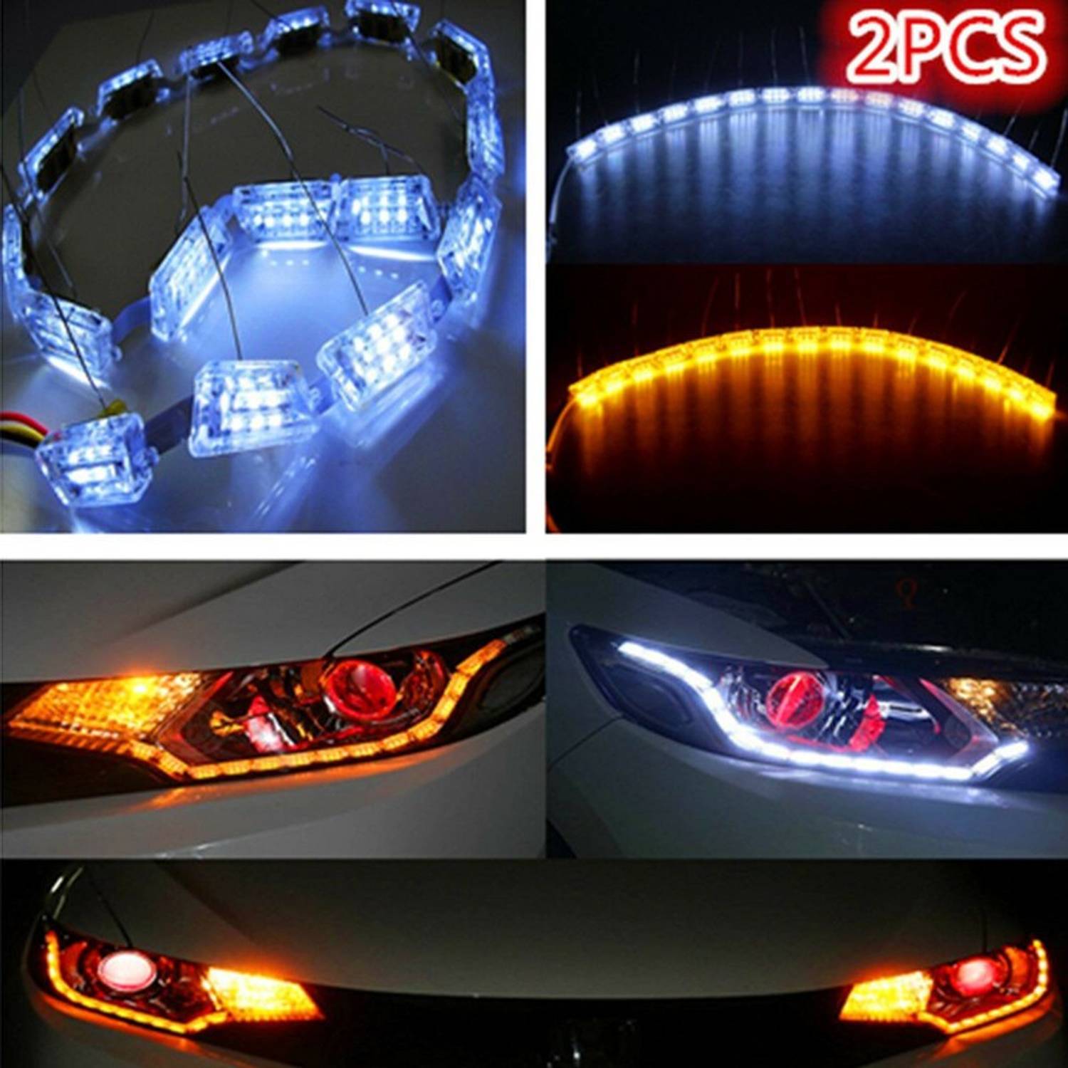 XZRTZ Daytime 16 LED Crystal Sequential DRL Running White with