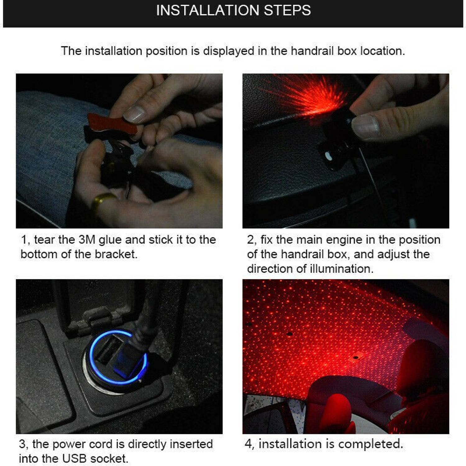 XZRTZ USB Red LED Projector Car Interior Decoration Meteor Star
