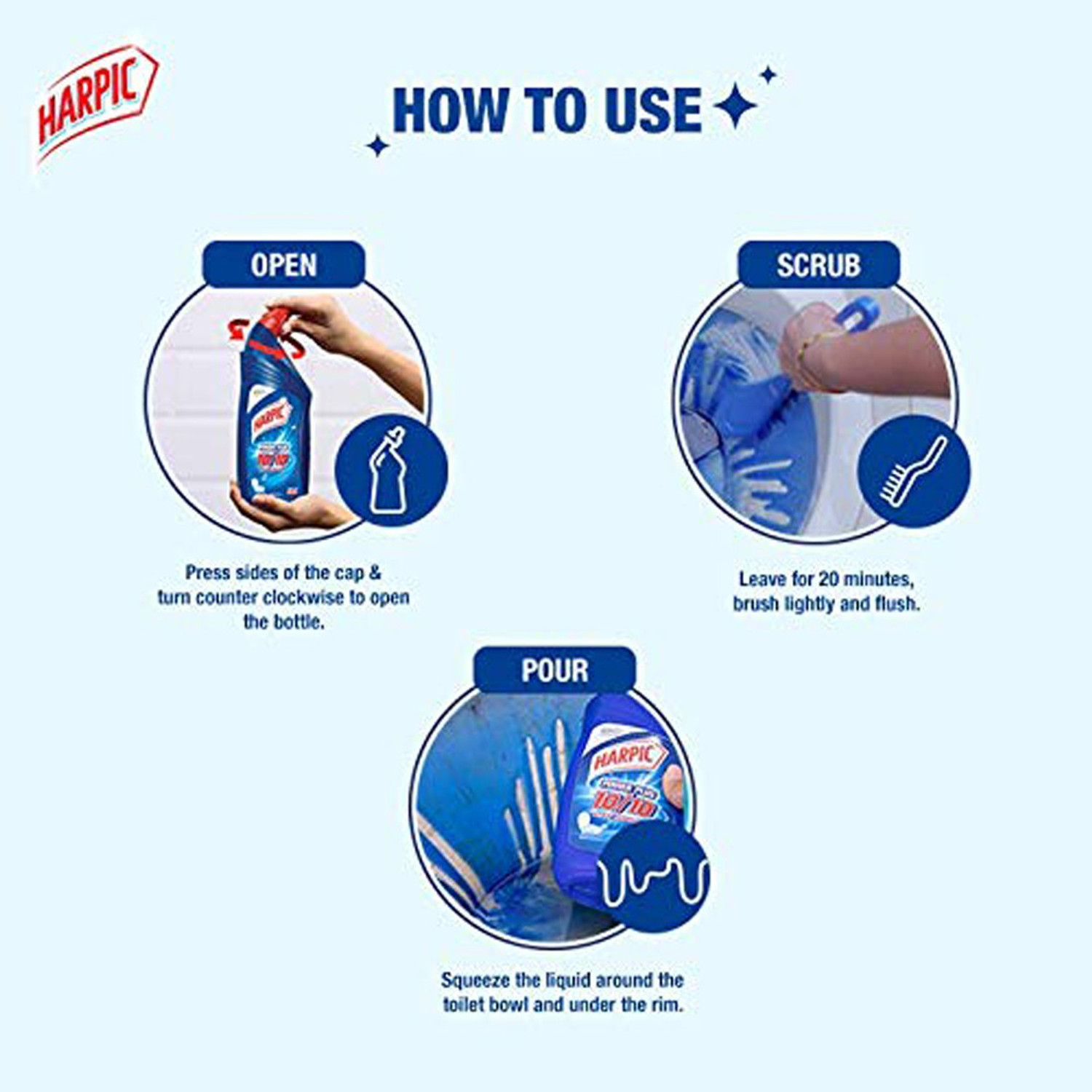 Image of Harpic Toilet Cleaner, Liquid, for basin, commode, tile, bathroom, not phenyl, blue Original Liquid Toilet Cleaner