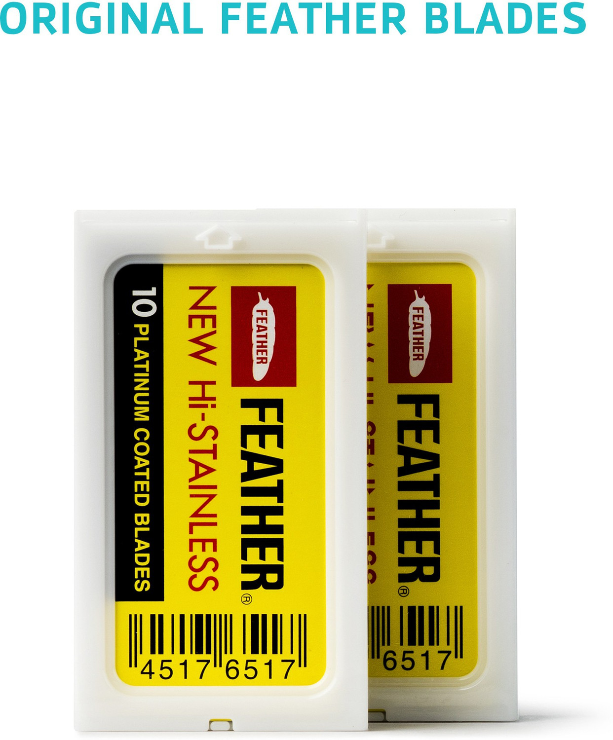 Image of BOMBAY SHAVING COMPANY Feather Razor Blades, Platinum Coated, Made in Japan two packets with pack 0f 10 each