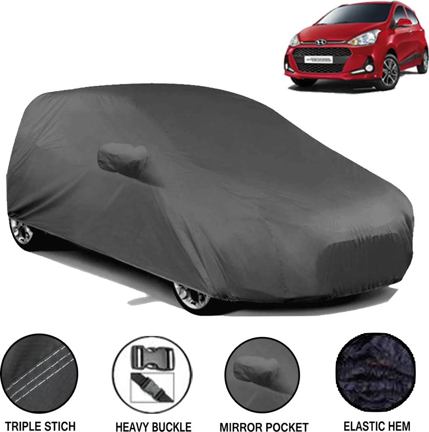 Acto Car Cover For Hyundai Grand i10 (With Mirror Pockets)