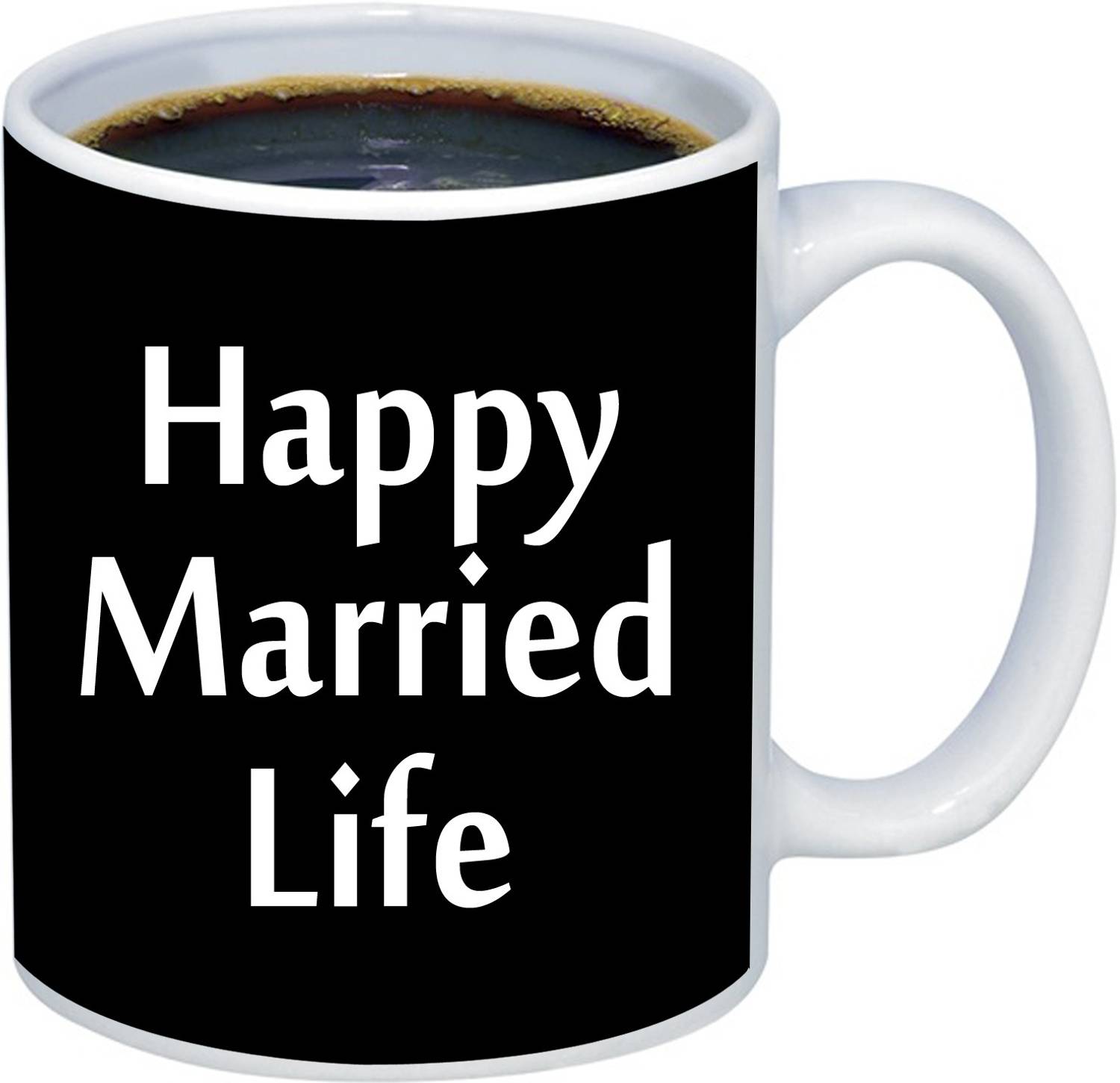ADITI Designs Cute Couple Happy Married Life print for wedding Or anniversary Gift Designer Ceramic Coffee Mug