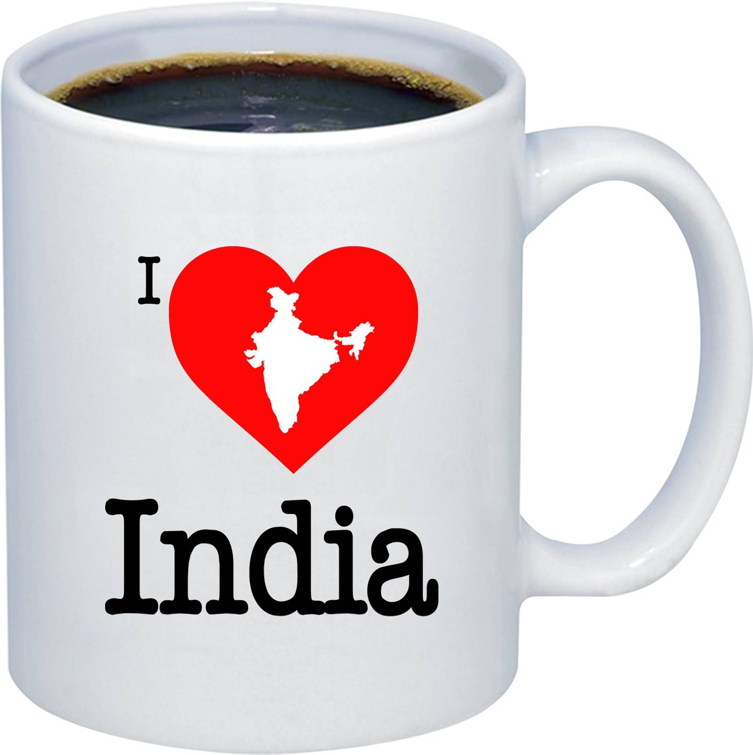 ADITI Designs INDIA Map in Red Heart Clipart on transparent background theme Ceramic Coffee Mug