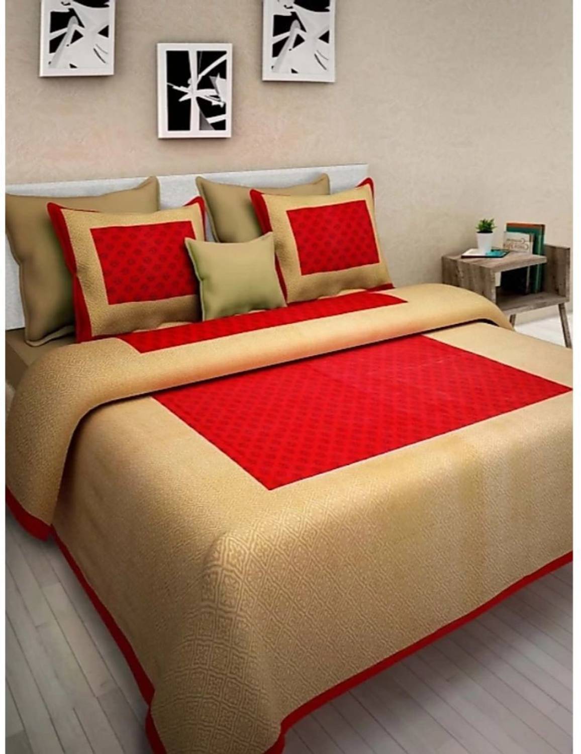 ARITHA Cotton Queen Flat 600 TC Printed 1 Bedsheet with 2 Pillow Covers