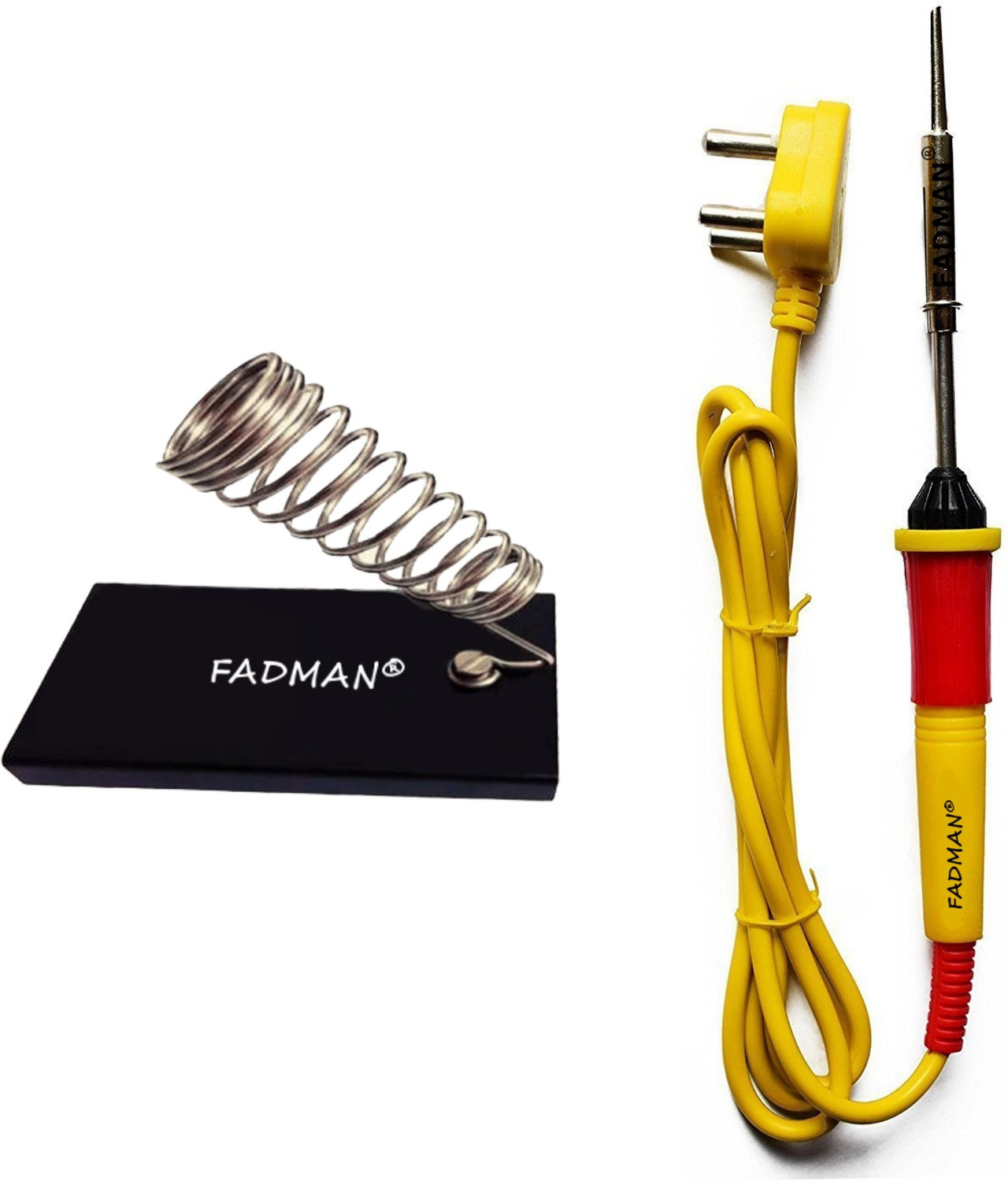 Image of FADMAN Basic Bundle Electric 25W Soldering Iron Kit - Set of 2 PK-2 | Soldering Iron Stand | (Yellow+F+Red) Soldering Iron 25 W Simple