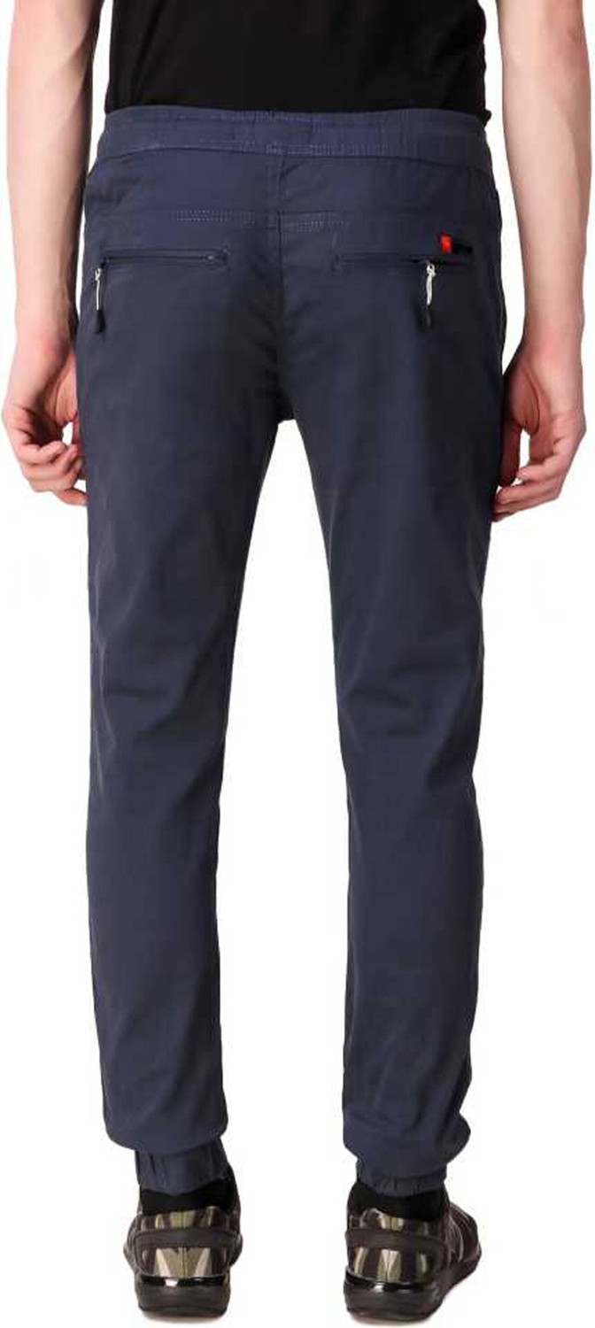 Image of Plus91 Slim Fit Men Blue Trousers
