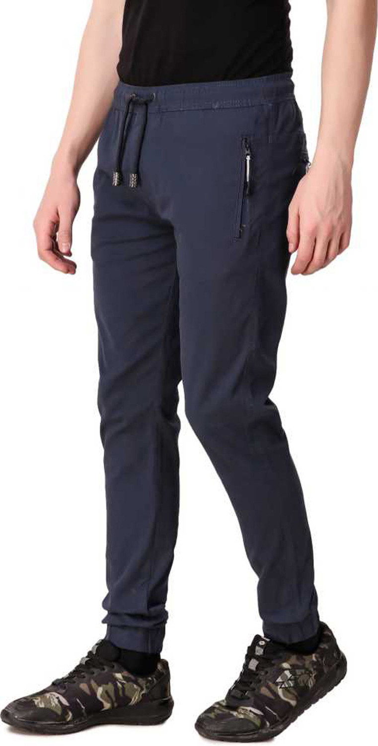 Image of Plus91 Slim Fit Men Blue Trousers