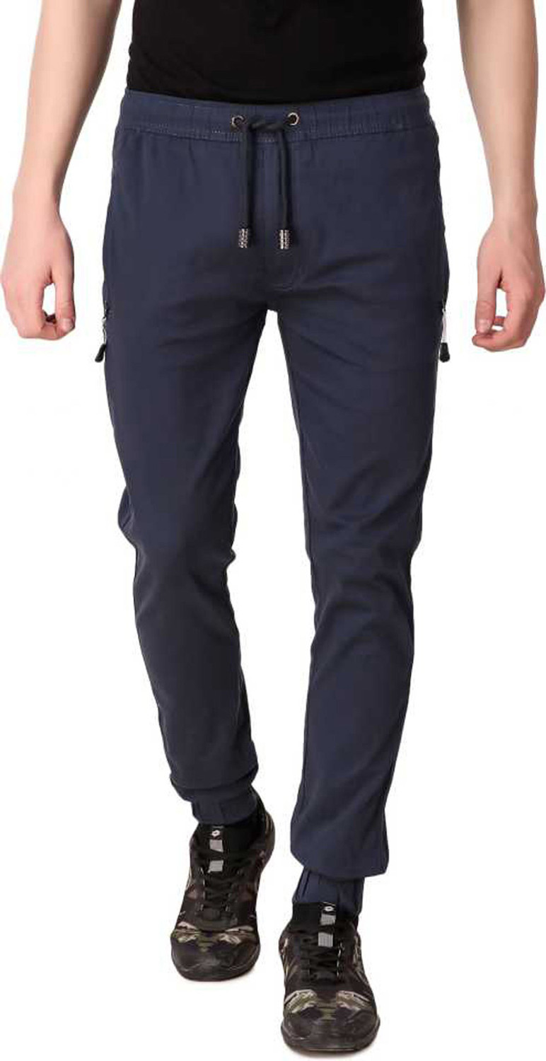 Image of Plus91 Slim Fit Men Blue Trousers