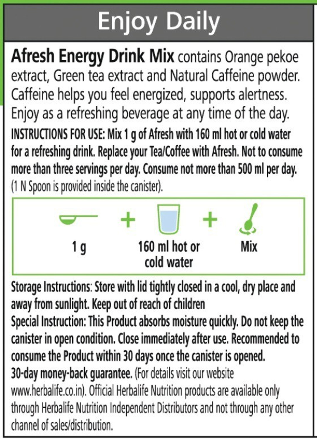 Image of HERBALIFE Afresh Energy Drink Mix Sports Drink