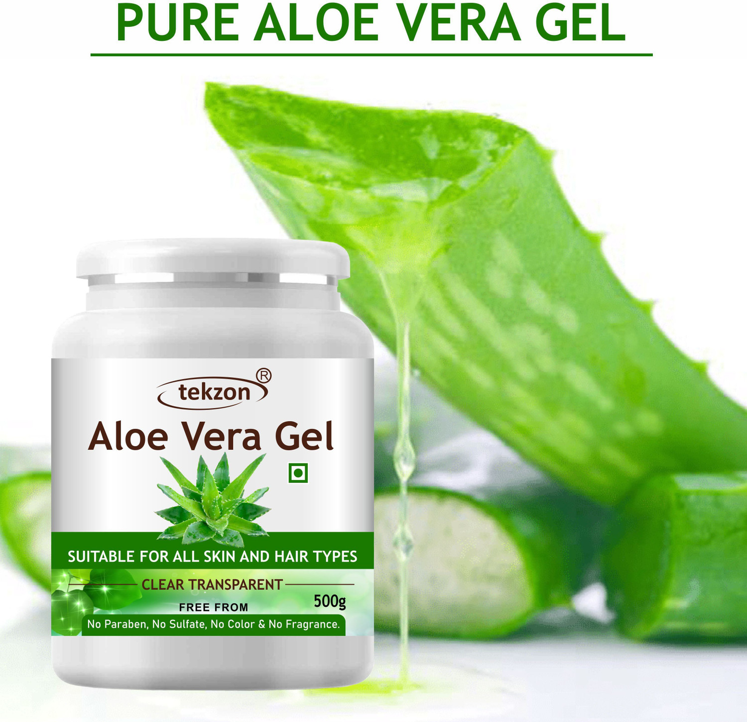 Image of tekzon Aloe Vera Gel Raw (500 Gram) Ideal f care