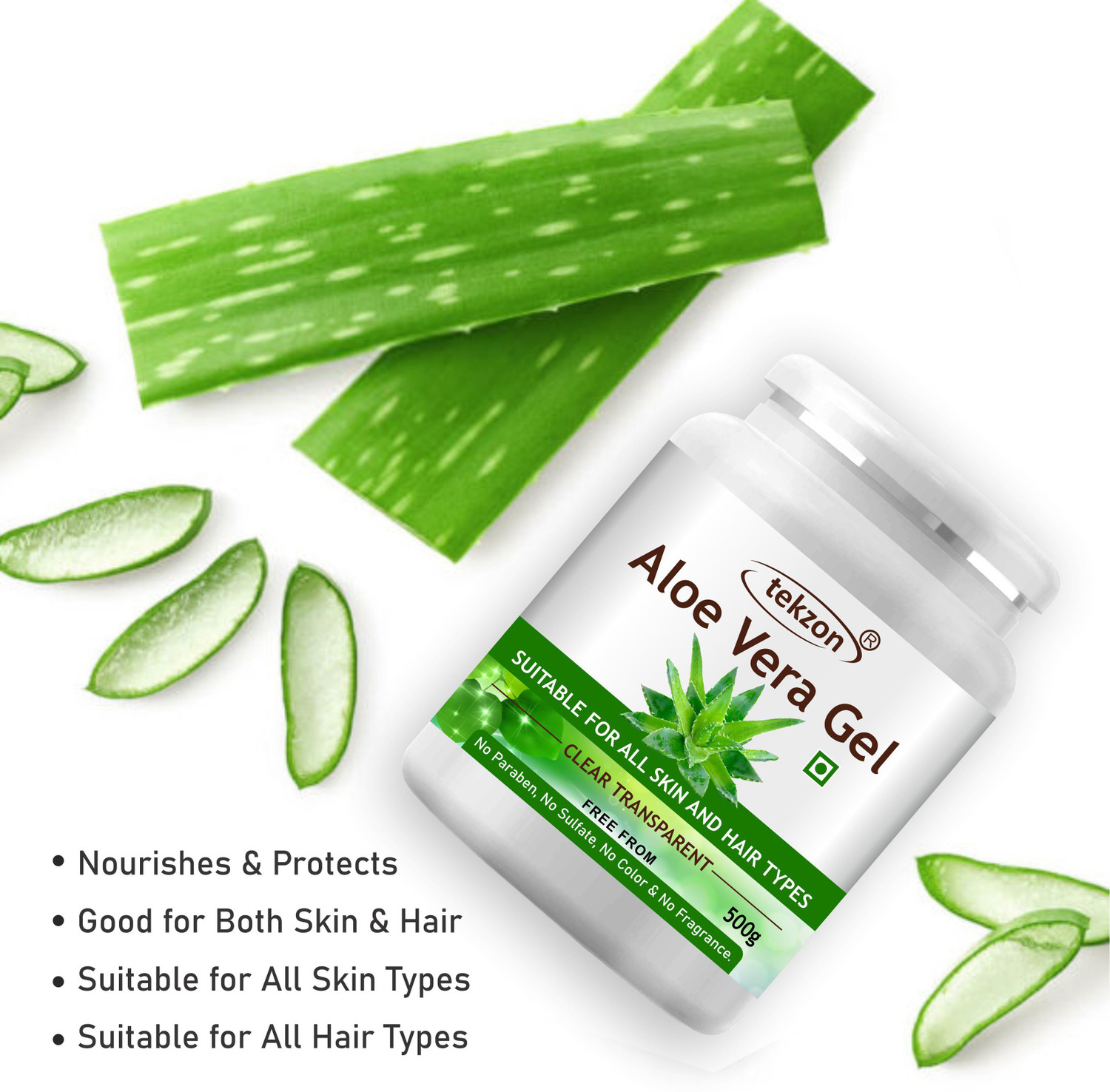 Image of tekzon Aloe Vera Gel Raw (500 Gram) Ideal f care
