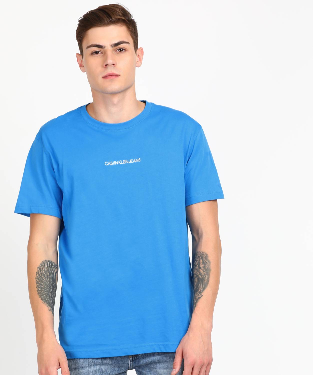 Calvin Klein Jeans Solid Men Round Neck Blue T-Shirt