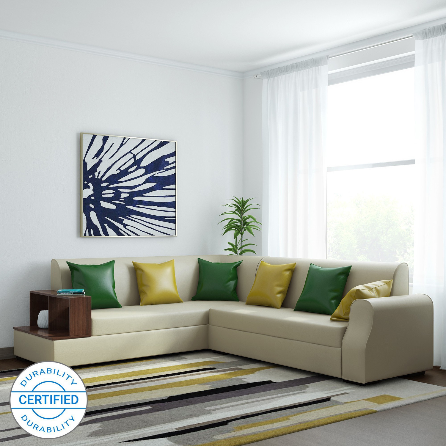 Image of MUEBLES CASA Marco Leatherette 6 Seater Sofa