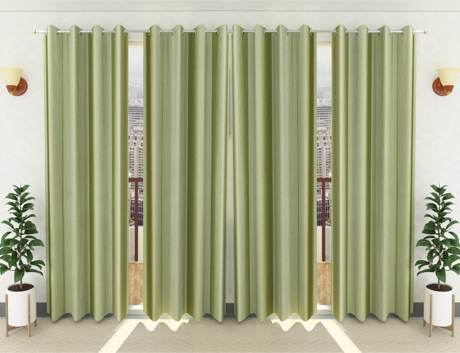 Image of Loof Klapper 274 cm (9 ft) Long Door Polyester Semi Transparent Curtain (Pack Of 4)