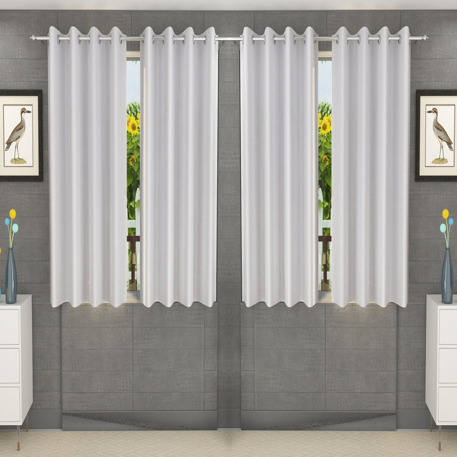 Image of Loof Klapper 153 cm (5 ft) Window Polyester Semi Transparent Curtain (Pack Of 4)