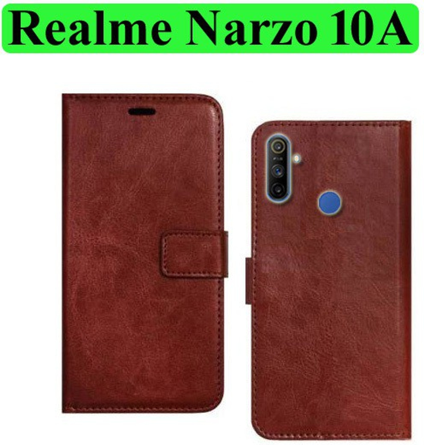 Image of ValueShop Realme Narzo 10A, Realme Narzo 20A Leather Flip Cover