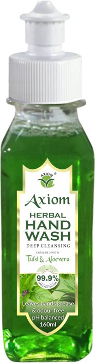 AXIOM Herbal Hand Wash 160ml enriched with Aloevera & Tulsi(Pull Push Pump)- Pack of 3 Hand Wash Bottle