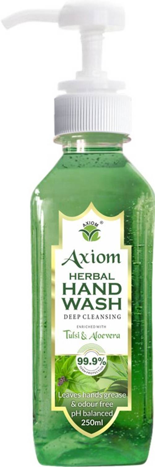 AXIOM Herbal Hand Wash 250ml enriched with Aloevera & Tulsi(Table top dispenser)- Pack of 2 Hand Wash Pump Dispenser