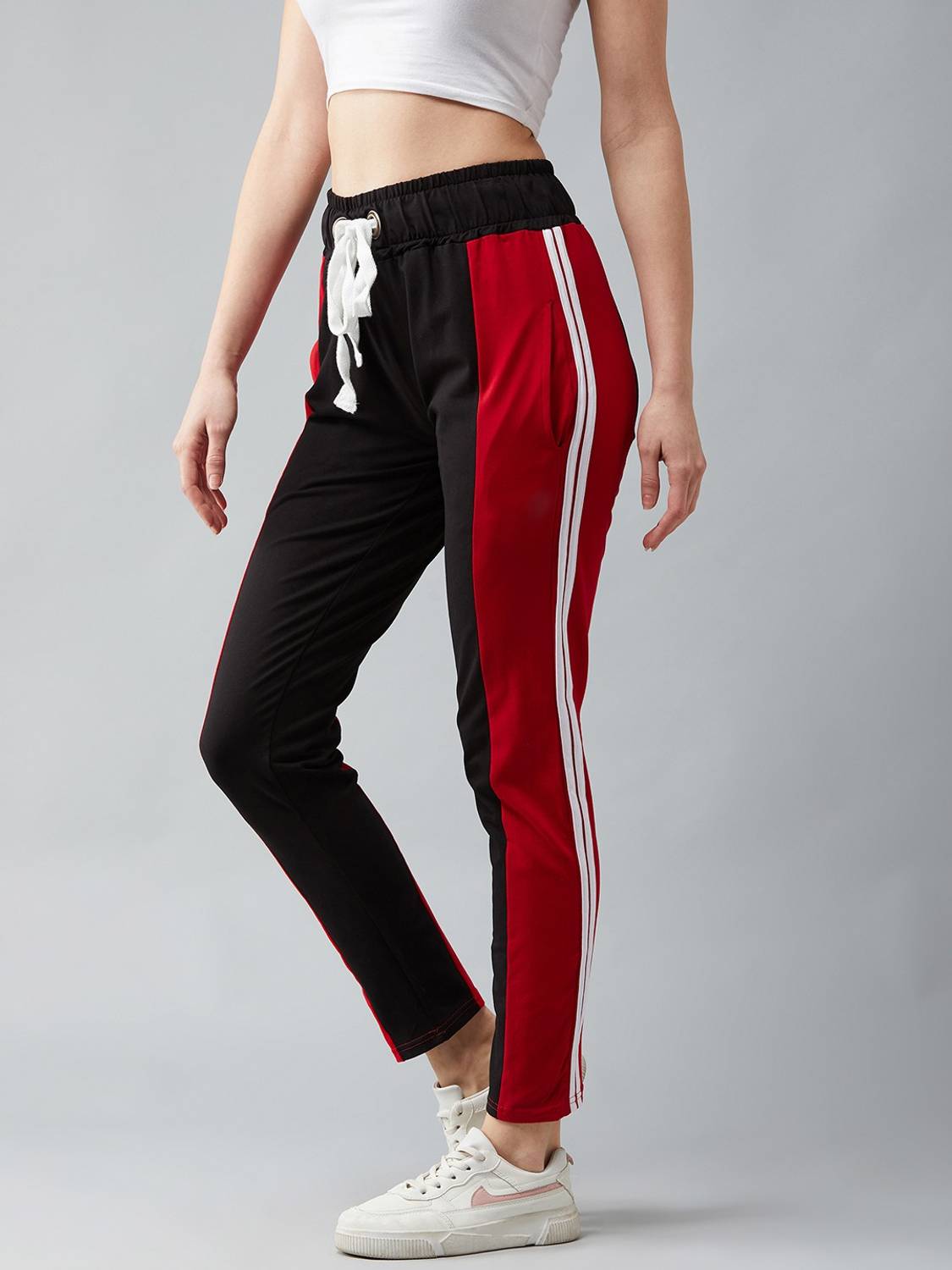 BLINKIN Colorblock Women Red, Black Track Pants