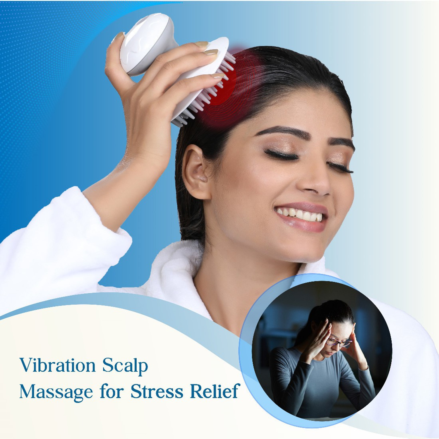 Image of JSB HF135 Scalp Head Massager for Deep Muscle Relaxation & Stress Relief (Waterproof) Massager