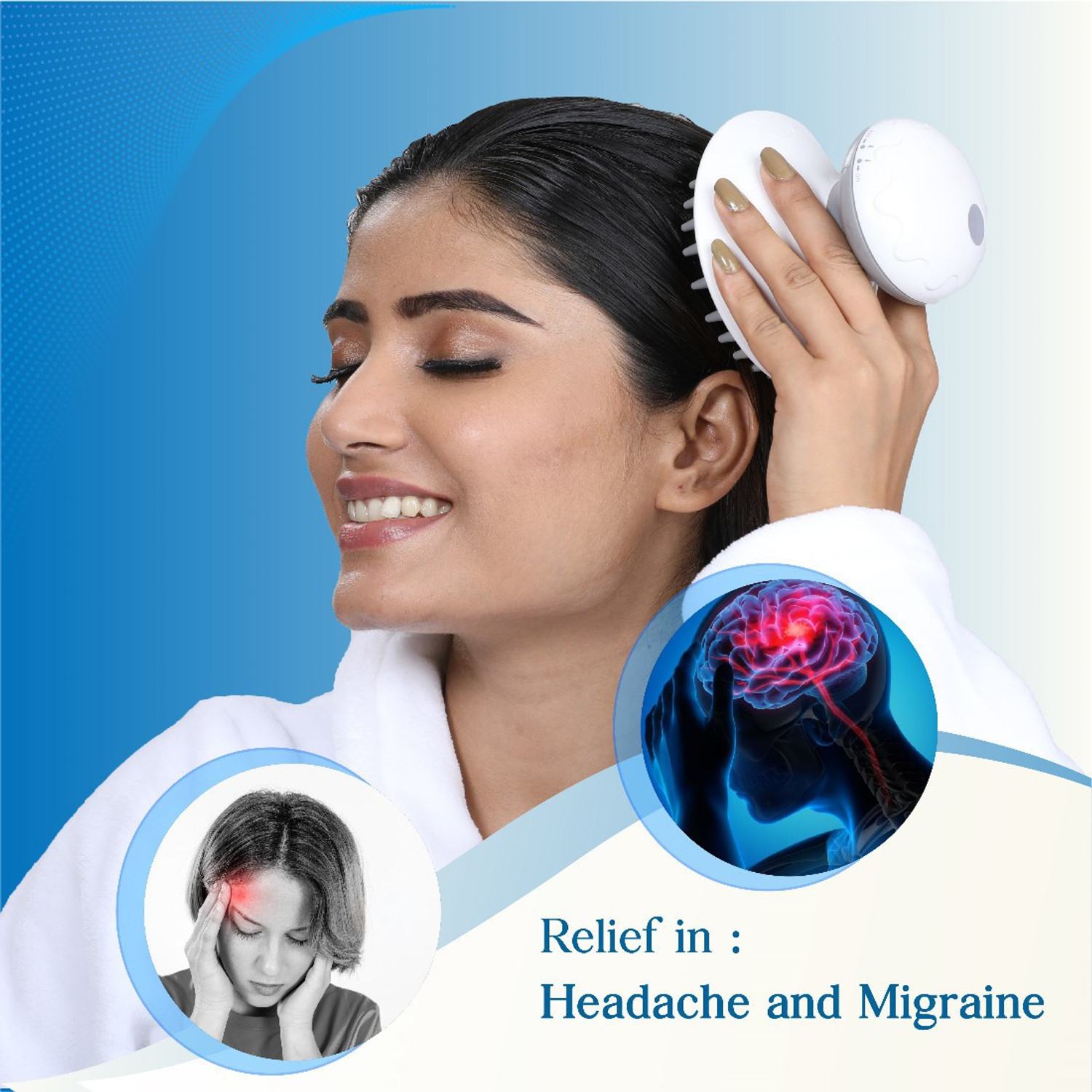 Image of JSB HF135 Scalp Head Massager for Deep Muscle Relaxation & Stress Relief (Waterproof) Massager