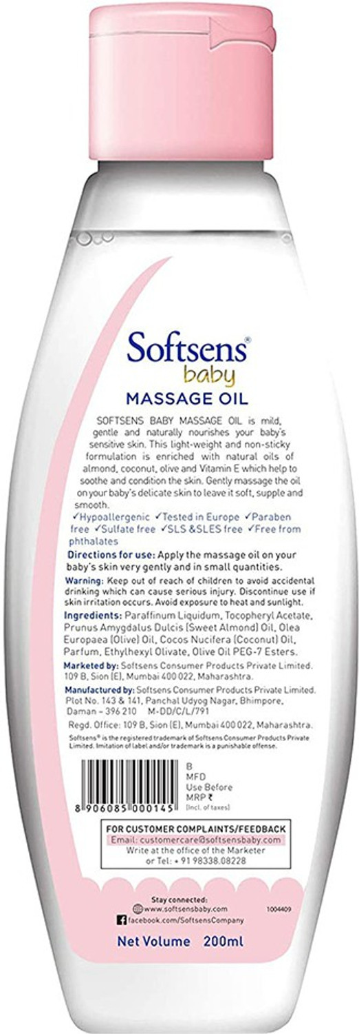 Image of Softsens Baby Massage Oil 200ml (Pack of 2)