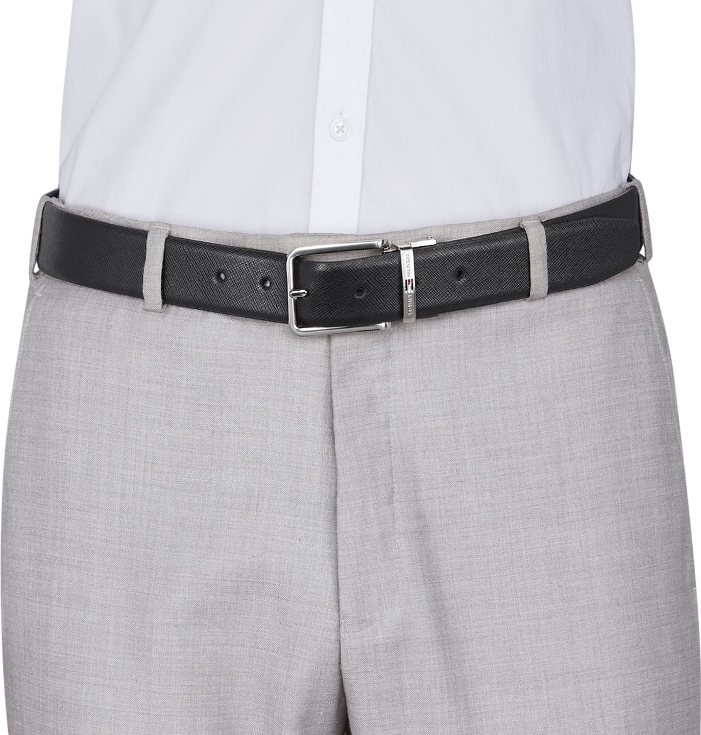 Image of TOMMY HILFIGER Men Casual Black, Brown Genuine Leather Reversible Belt