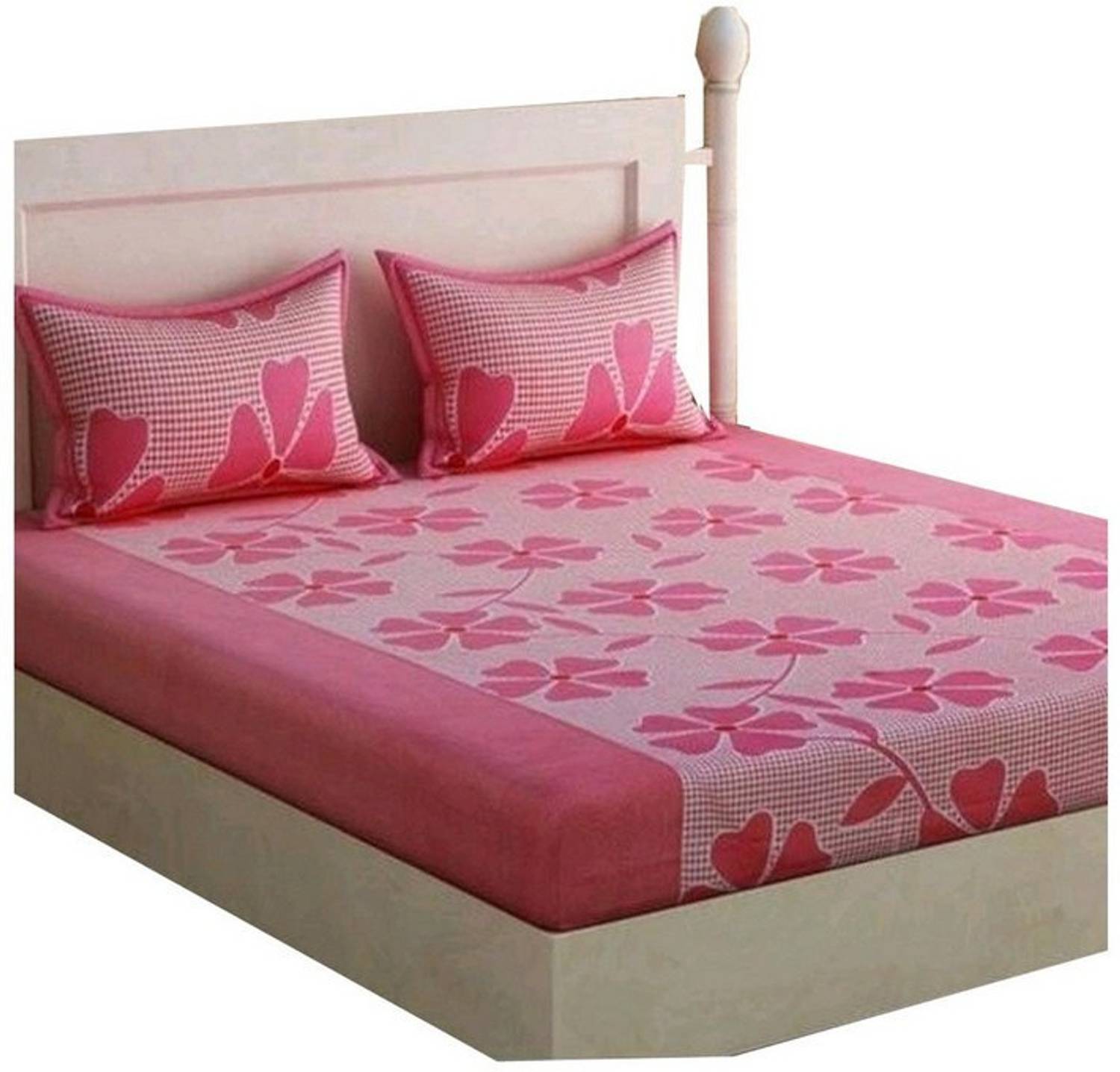 AASTHA HANDLOOM Cotton Double Flat 178 TC Printed 1 Bedsheet with 2 Pillow Covers