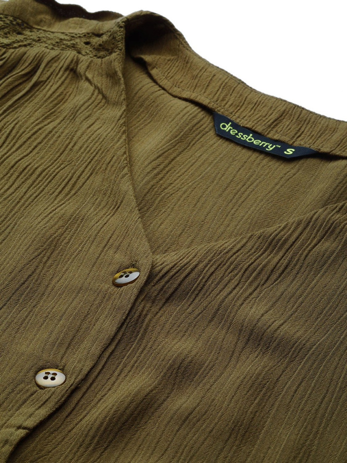 Image of Dressberry Casual Short Sleeve Solid Women Green Top