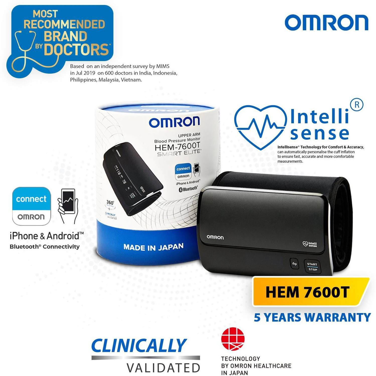 Image of OMRON Hem7600T HEM 7600T Tubeless 360 Accurate Digital Blood Pressure Monitor Bp Monitor