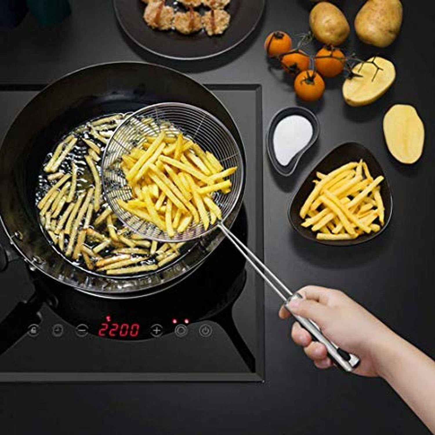 Image of TACHI Stainless Steel Puri Strainer Jhara Deep Frying Basket