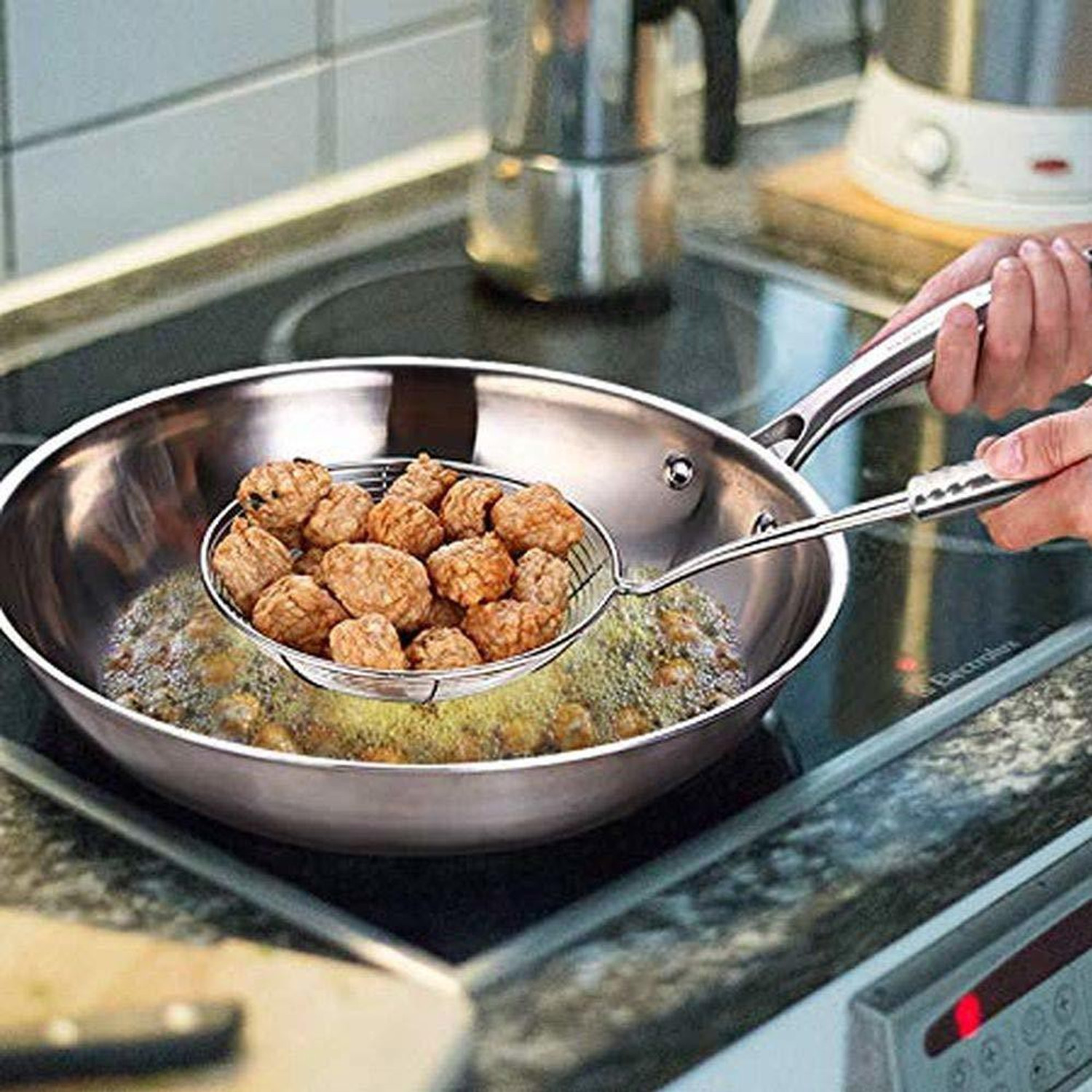 Image of TACHI Stainless Steel Puri Strainer Jhara Deep Frying Basket