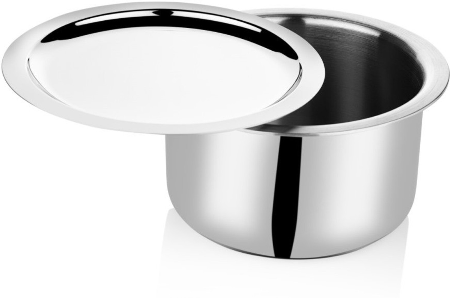 bhalaria Triply Stainless Steel Tope with Lid Flat Bottom -14 Tope/Bhagona/Patila with Lid 3 L capacity 19 cm diameter