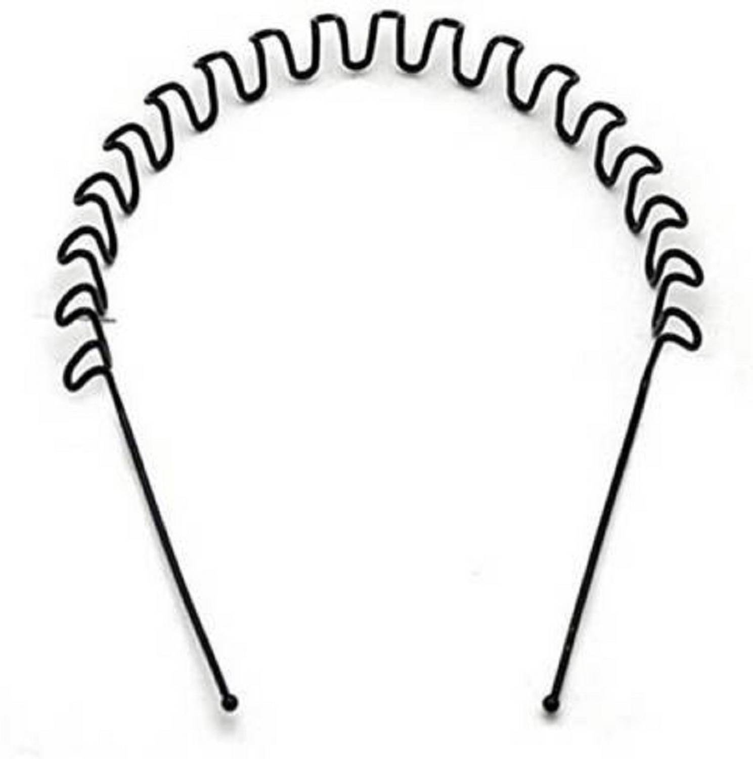Antier Zigzag Wave Black Metal Unisex Hairband Zig Zag Hair Band For Men And Women Head Band